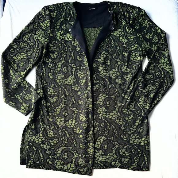 Misook Jackets & Blazers - Green & Black Misook Long Jacket (Size L)